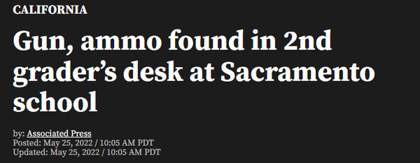 得州枪击案同日,加州小学生书桌里发现枪支弹药