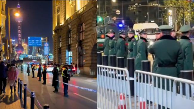 上海外滩跨年 满大街都是警察