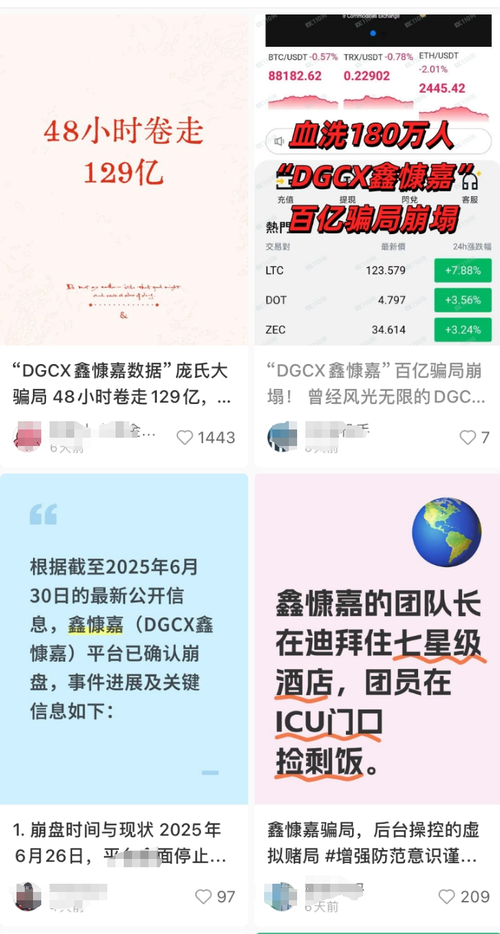 48小时卷走129亿 DGCX鑫慷嘉平台爆雷200万人受害