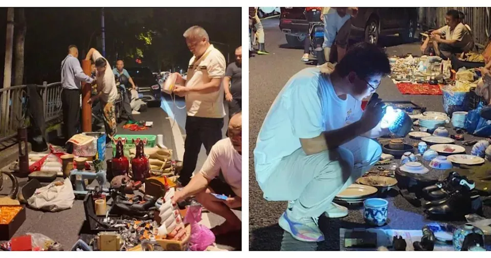 上海神秘古玩夜市：凌晨开市天亮即散 打手电寻宝