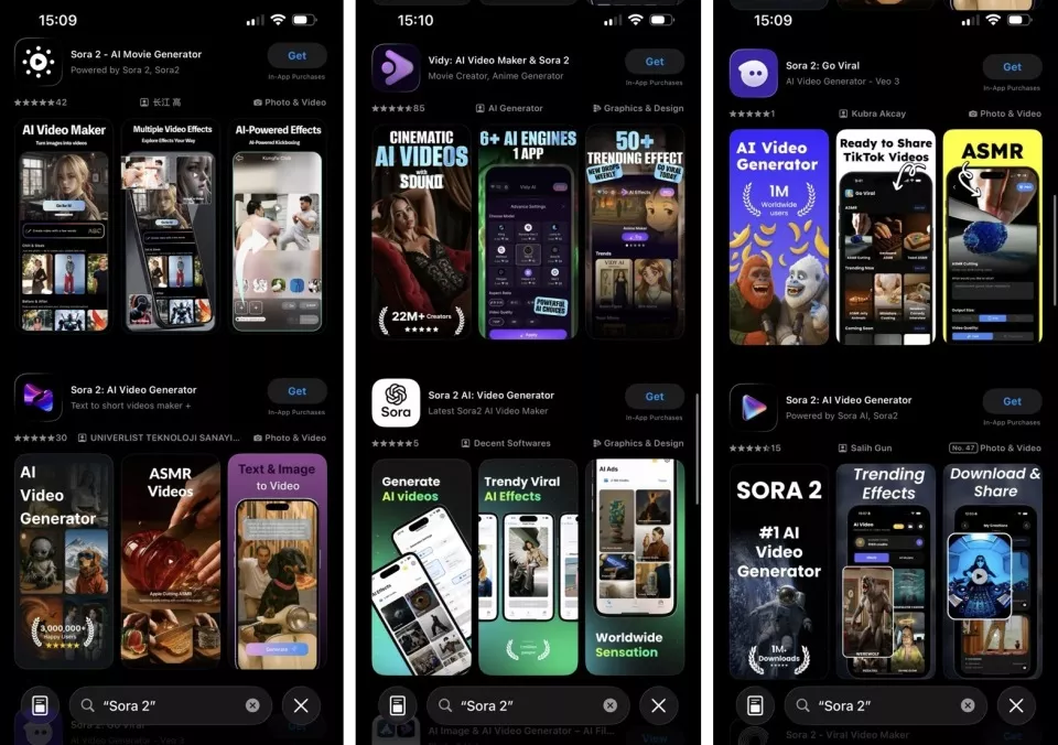 Sora應用爆火致蘋果App Store山寨應用泛濫