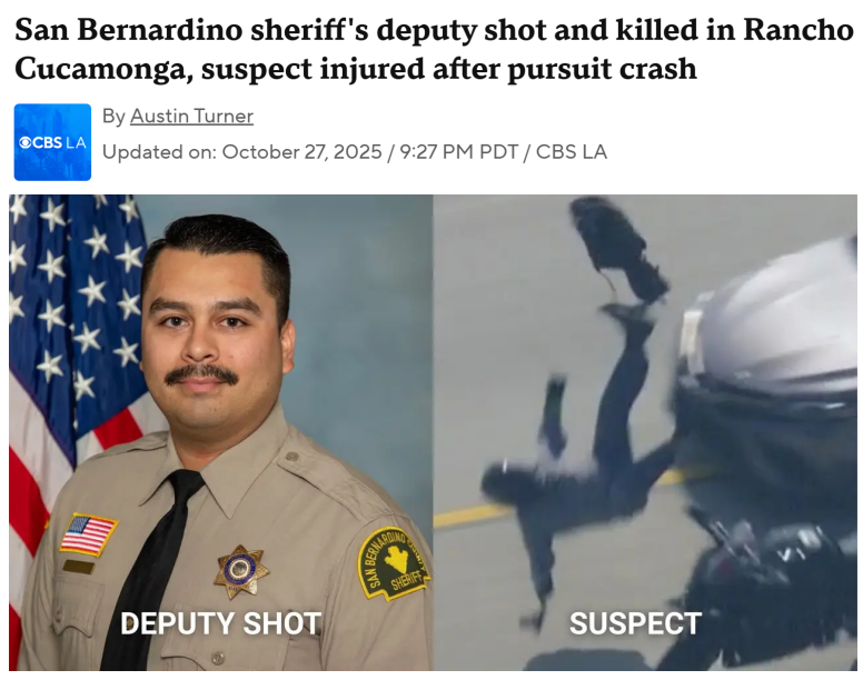 南加州家暴男射杀警察后 高速狂飙200英里被撞飞