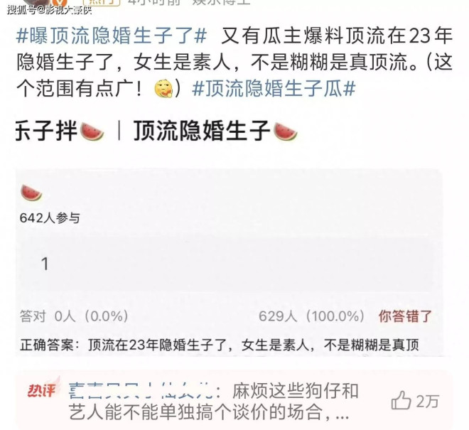 曝顶流隐婚 和素人生了不止一个娃后保单身人设！