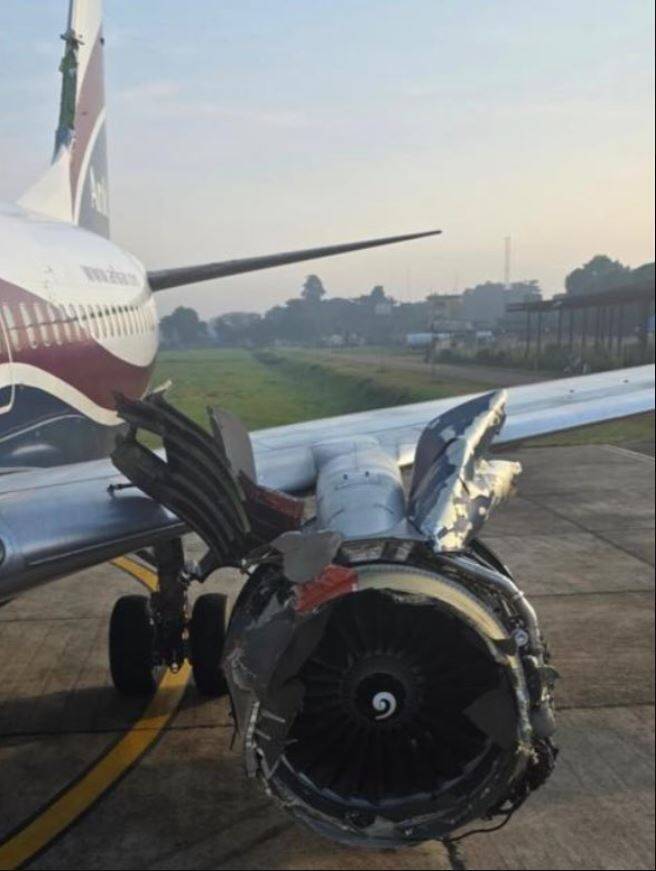 骇人画面！波音737引擎空中炸成“废铁”