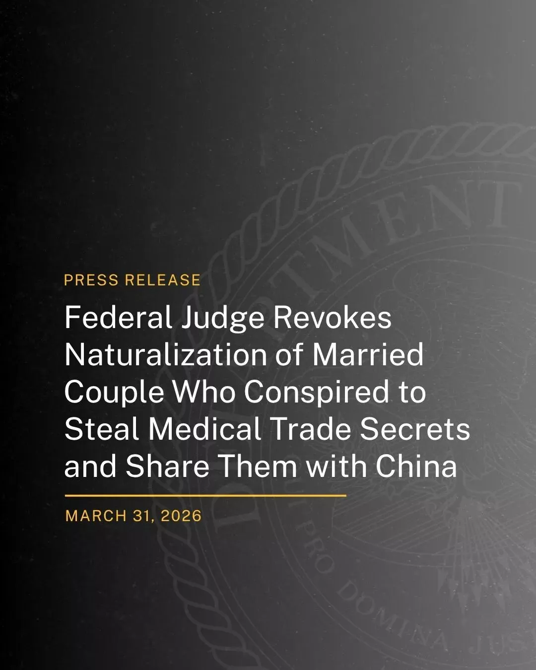 华人夫妇遭撤销美国籍 从杰出人才到将被驱逐出境